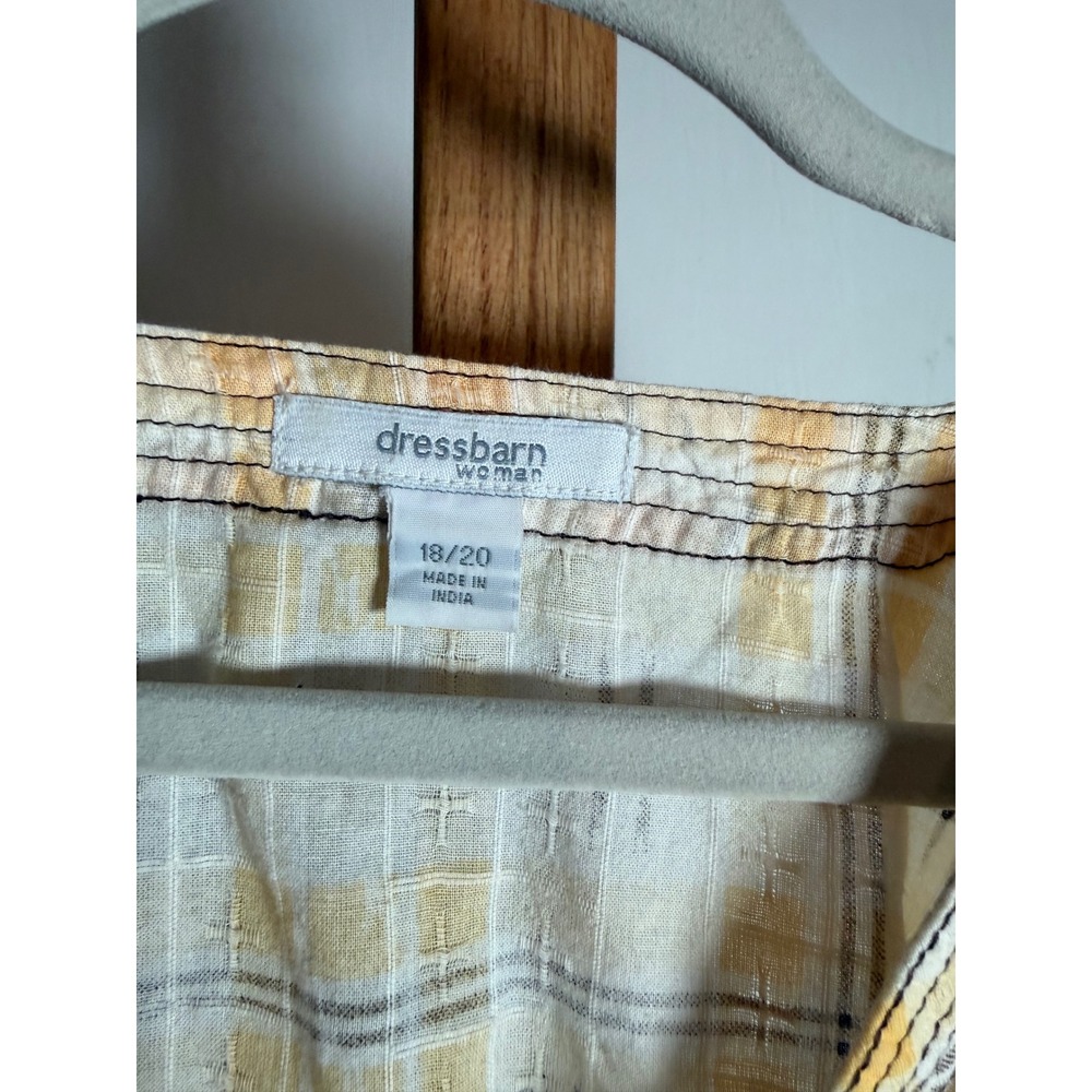 Dressbarn Woman Yellow Plaid Split V-Neck Tunic Blouse 18/20 Plus Size - Picture 3 of 4